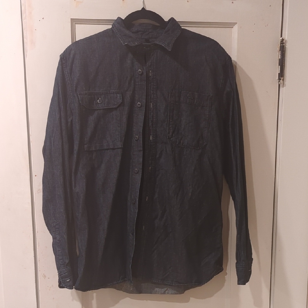 Muji dark indigo chambray shirt